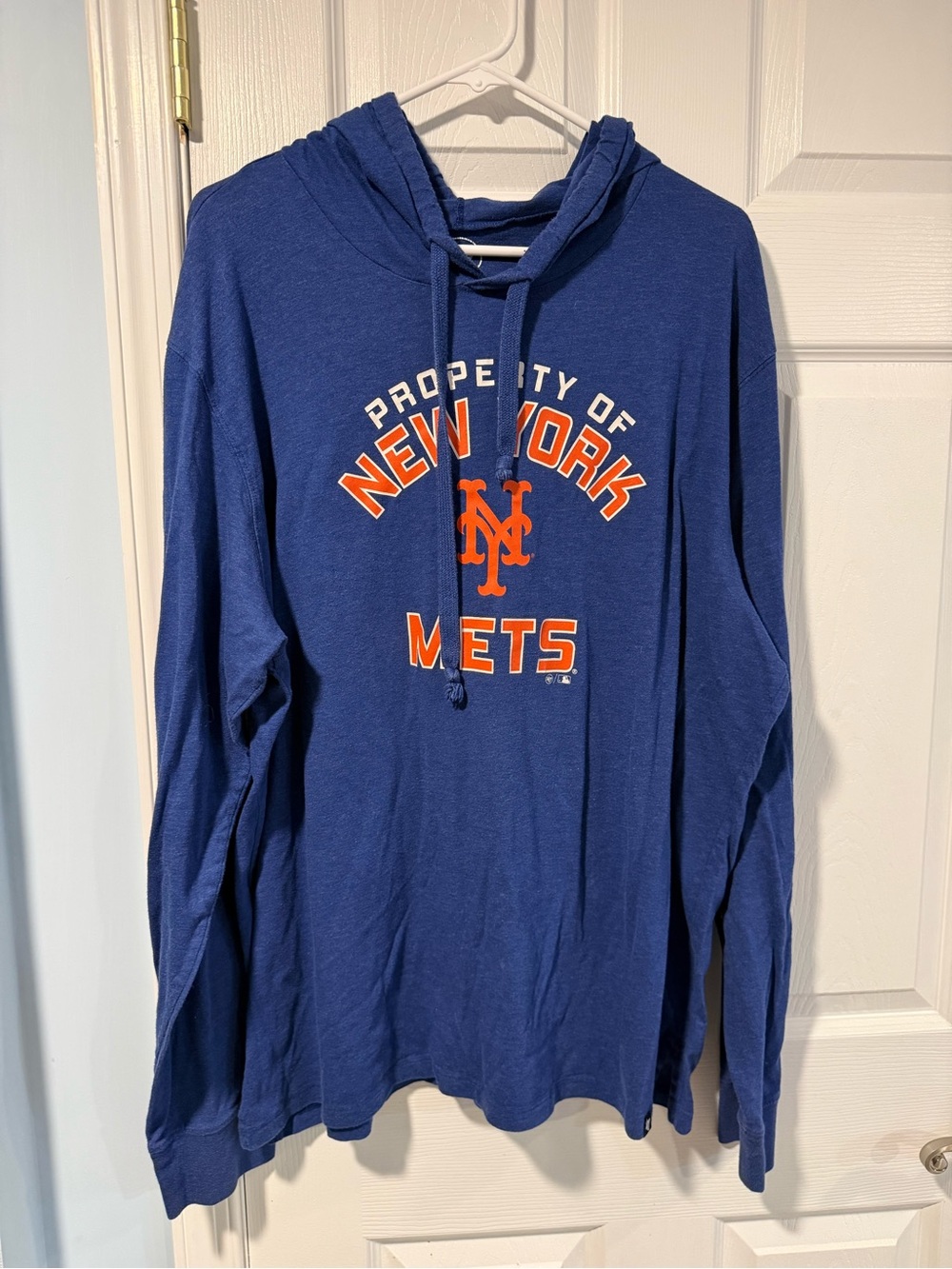 New York Mets Blue Hooded Pullover with Orange Logo